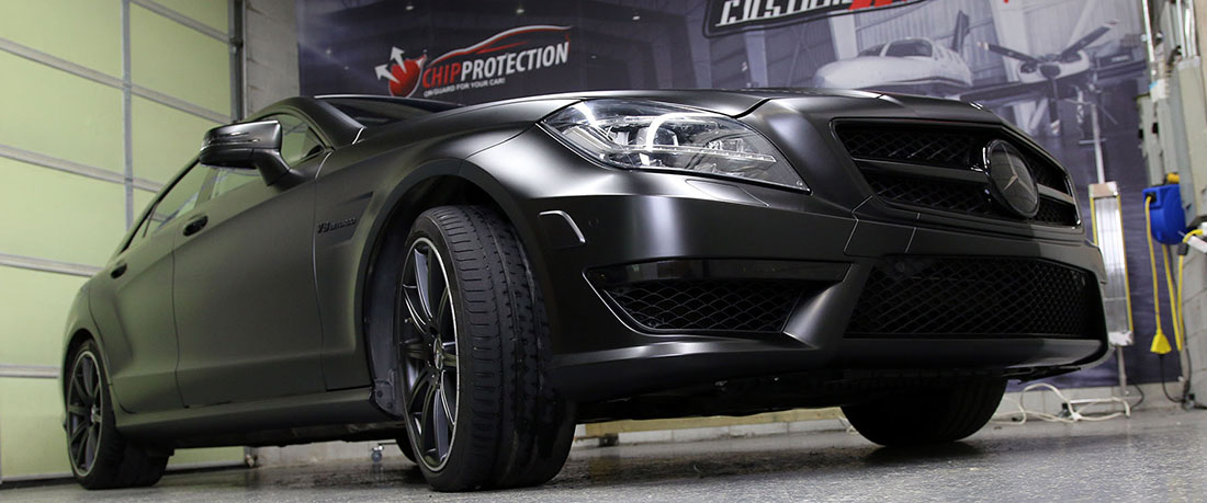 Matte black car wrap in Toronto 